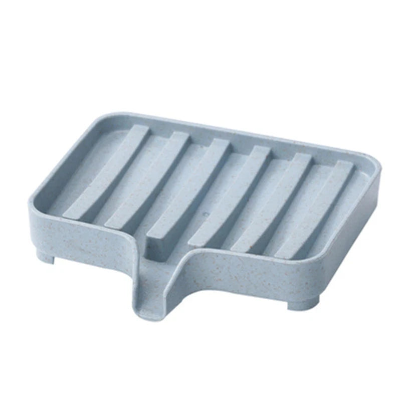 Useful Silicone Soap Dish Bathroom Self Draining Bar Holder Kitchen Qme Blue