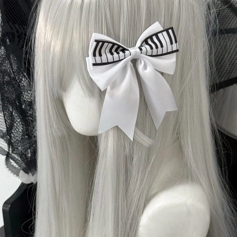 Piano Key Bow Hairpin Hair Clip Retro Girl Side Duckbill Accessory Qme