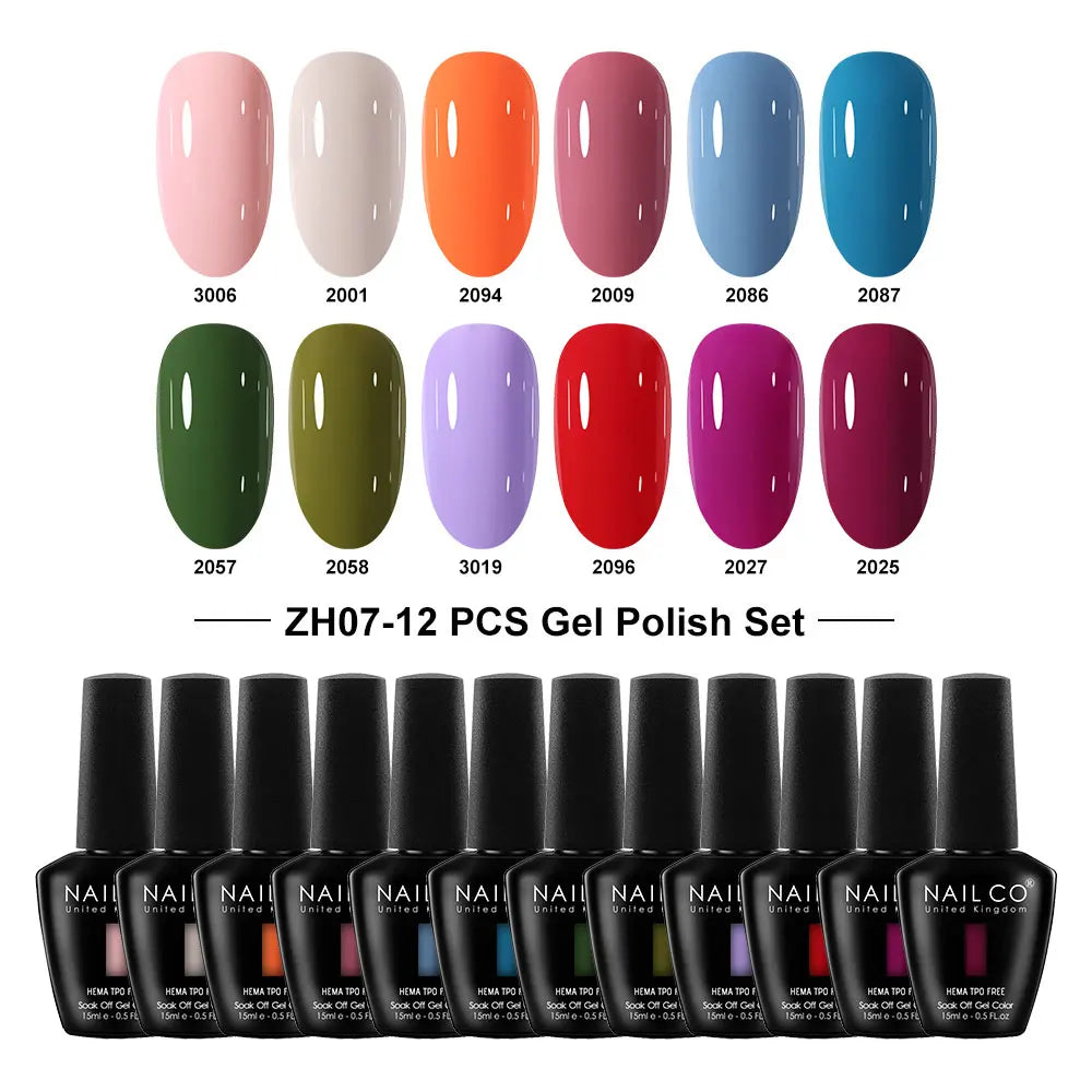 NAILCO Summer Macaroon Gel Nail Polish Semi Permanent UV Soak Off Art Qme NC-12H-ZH07