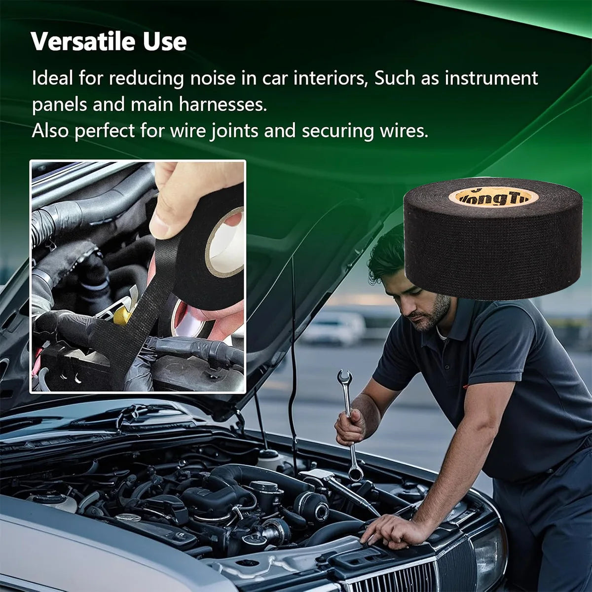 15 Meter Flame Retardant Tape Heat-resistant Adhesive Cloth Tape For Car Cable Harness Wiring Loom Protection Qme