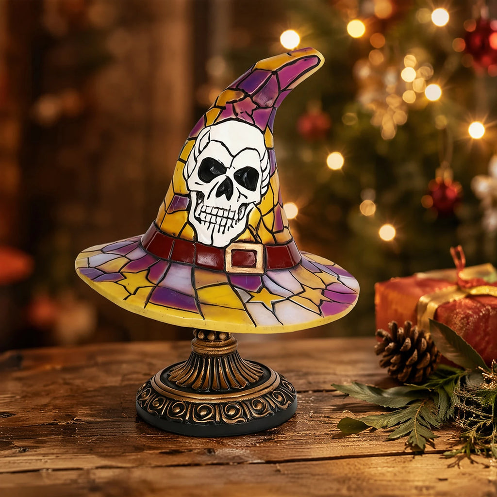 Gothic Witch Hat Pumpkin Resin Night Light Warm Enchanting Glow & Versatile Decorative Lamp for Halloween Home Decoration Qme