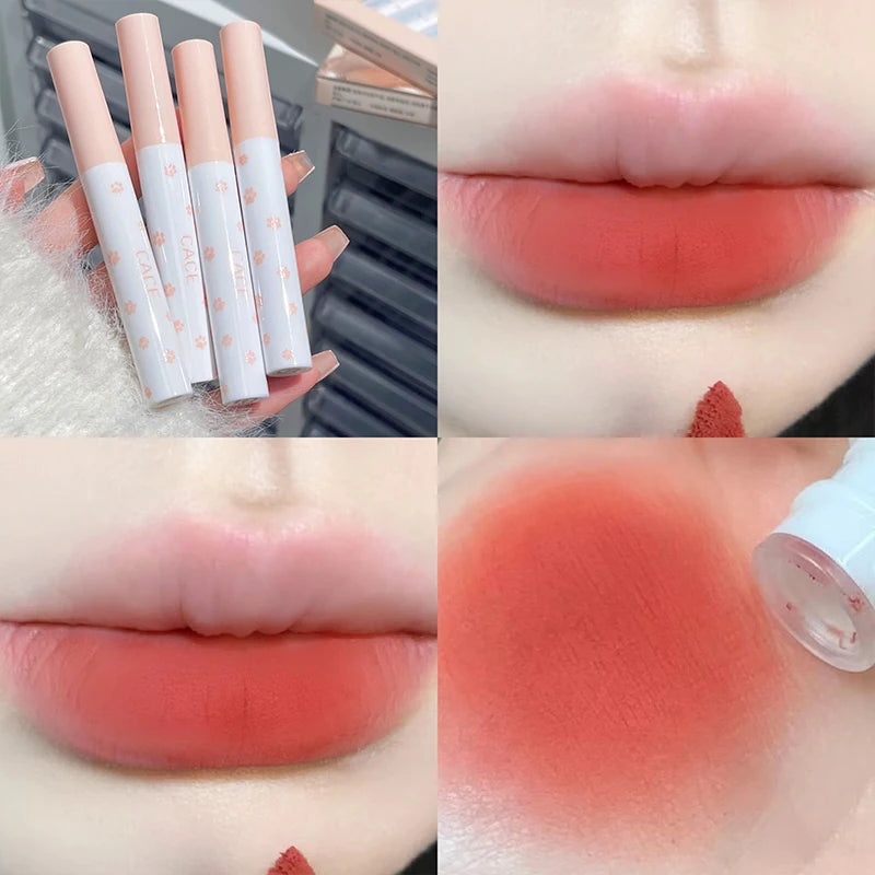Airy Matte Liquid Lipstick Waterproof Long Lasting Velvet Lip Gloss Non-Stick Cup Nude Lip Mud Brown Pink Lip Tint Cosmetics Set Qme