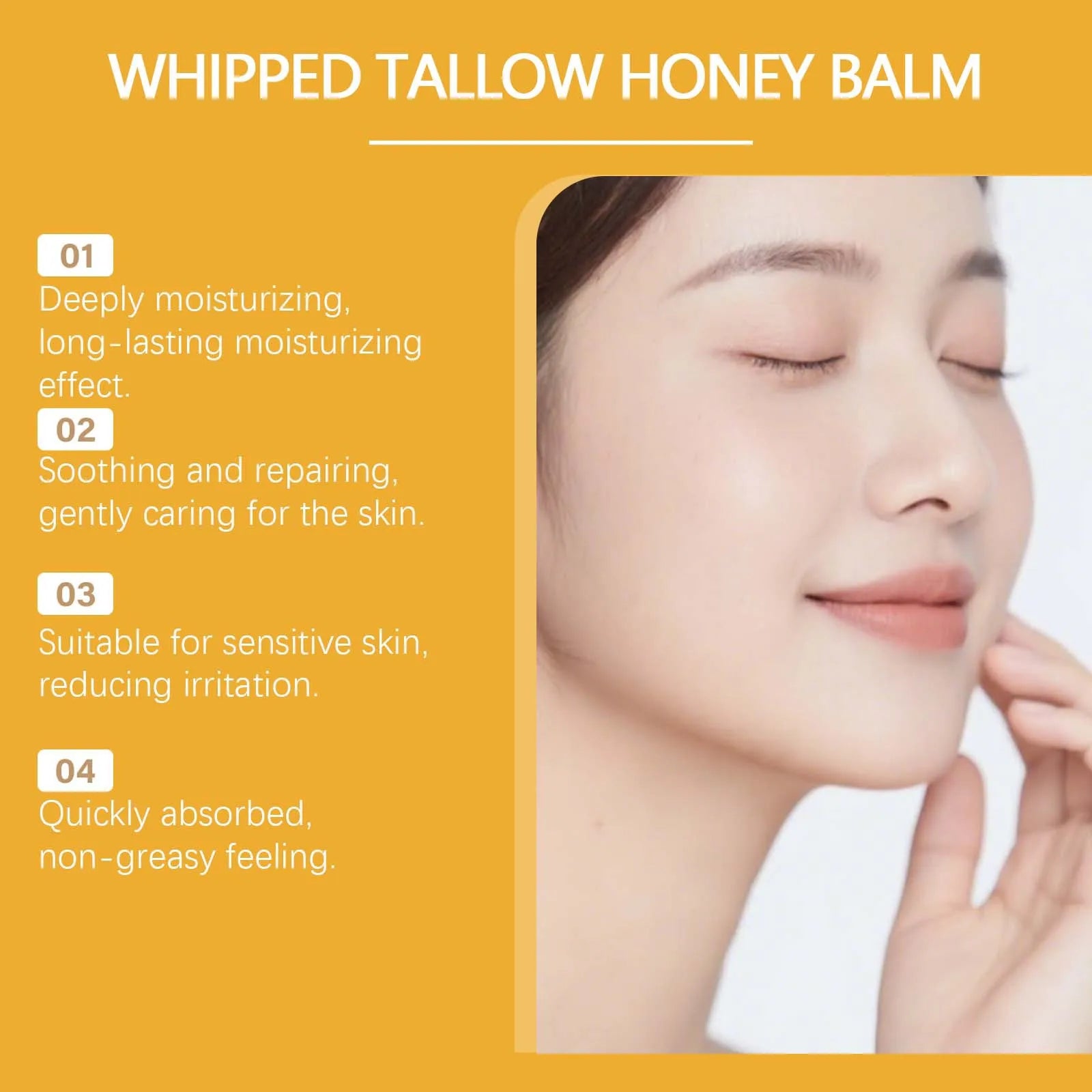 Beef Tallow Honey Balm Deep Hydrating Soft Smooth Skin Damage Care Tighten Fine Lines Facial Moisturizer Rejuvenating Face Cream Qme