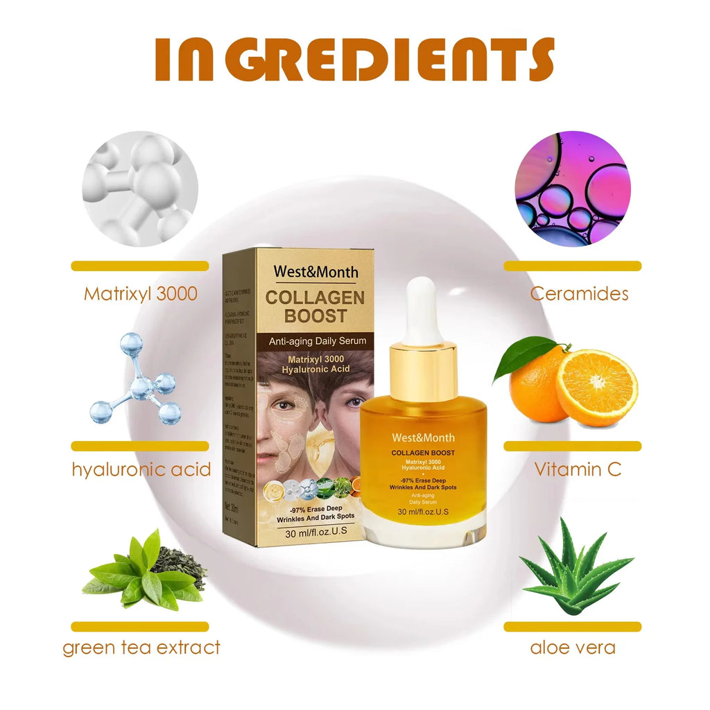 30ml Facial Collagen Serum Whitening Moisturising Fade Fine Lines Anti Wrinkle Anti Ageing Rejuvenate Your Face Cosmetics Qme