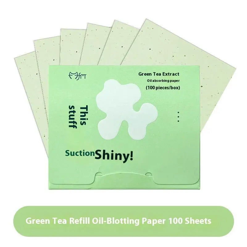 100Sheets Oil-absorbing Paper Mirror Case Puff Portable Oil-holding Qme refill Green
