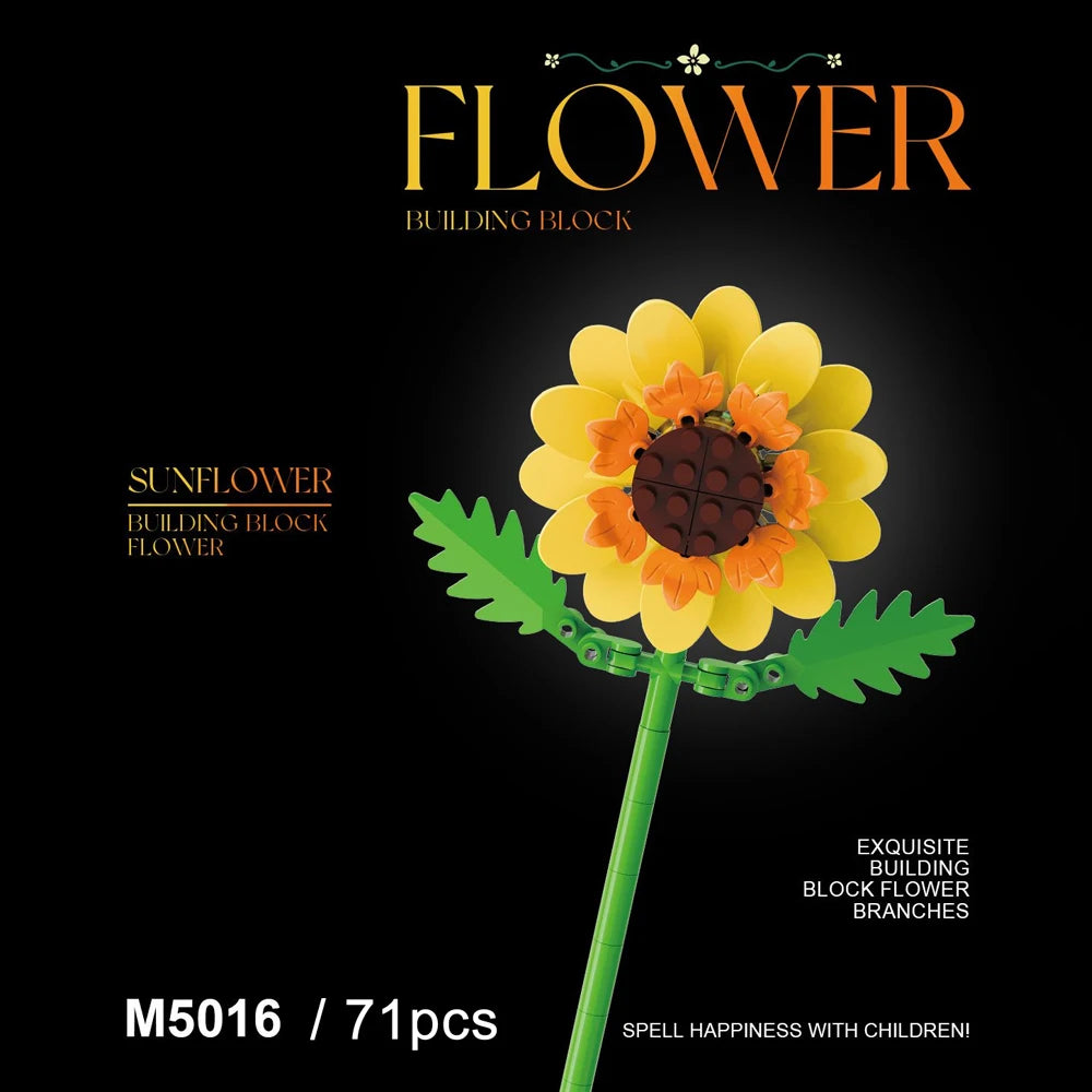 Building block flower set, DIY floral decoration kit, suitable for desktop decoration and room accessories – a perfect gift idea Qme