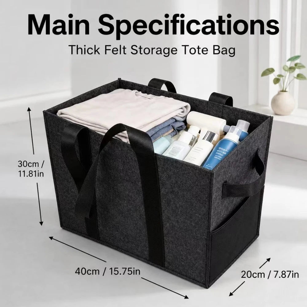 Portable Multi Compartment Tote Extra Thick Felt Storage Box With Handles Used For Car Trunk Storage Qme