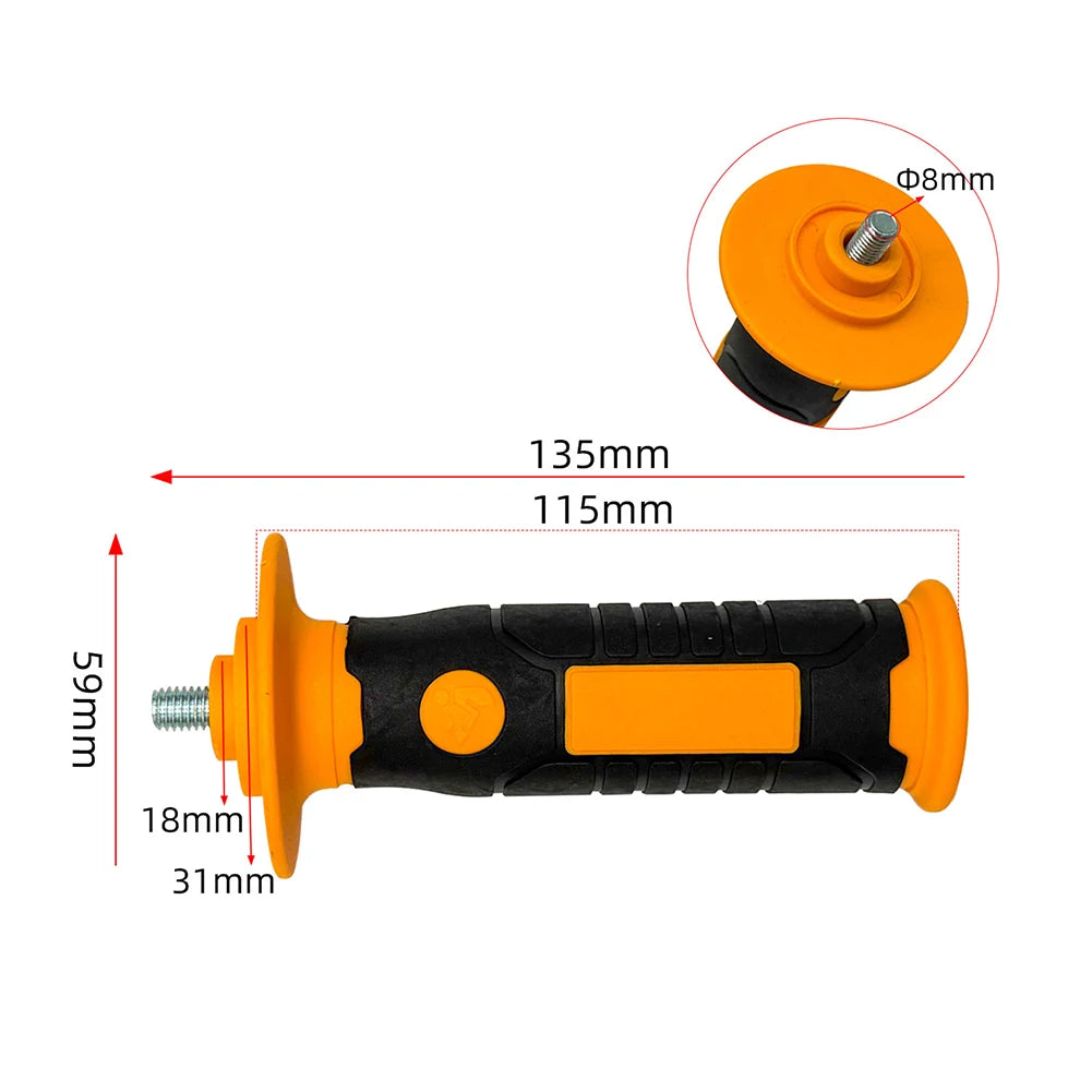 M8 Thread Angle Grinder Side Handle With Shock Absorption And Anti-Vibration For 100 Type Models Qme