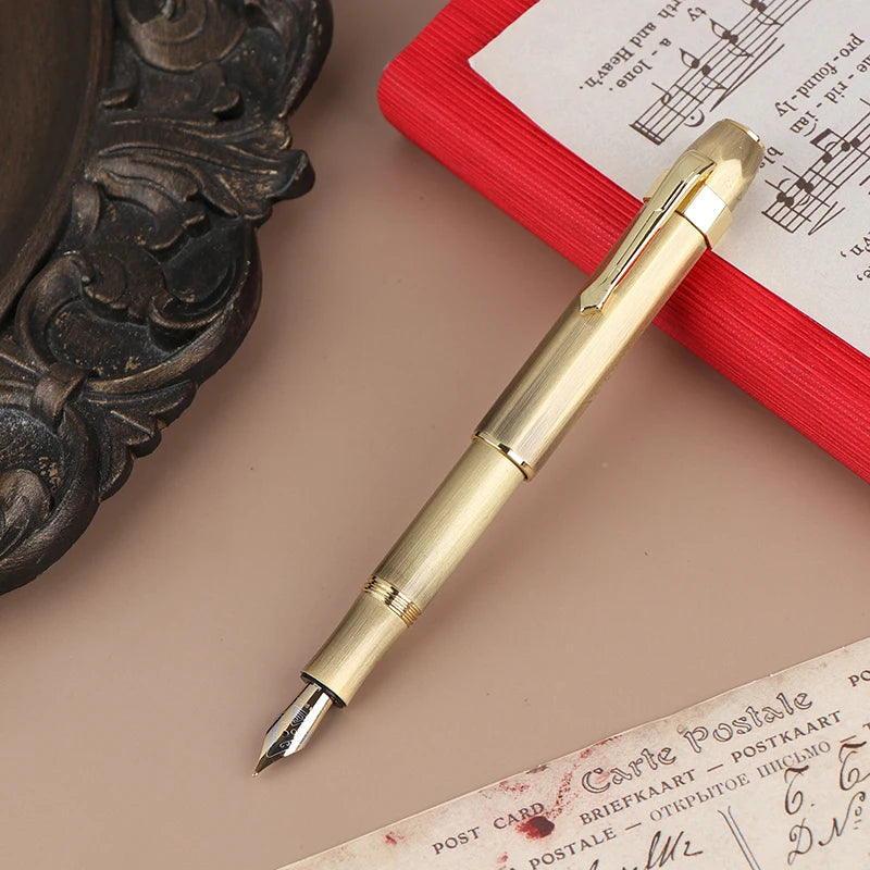 3062 Unique Antique Brass Pocket Roller Ball Pen Short Portable Pens Qme Yellow
