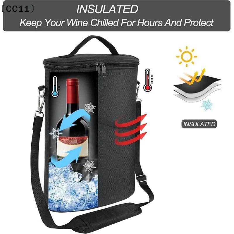 Wine Bottle Bag Soft Cooler Insulated Thermal Outdoor Travel Carrier Qme