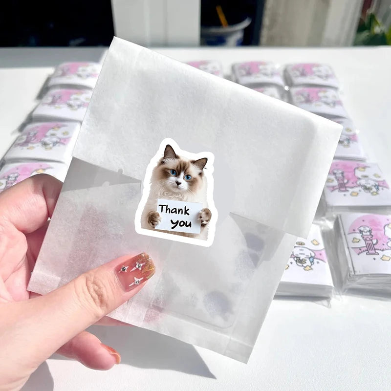 500Pcs Dog Cat Thank You Stickers Roll Cute Puppy Adhesive Labels Tags For Supporting My Small Business Envelope Seals Packing Qme