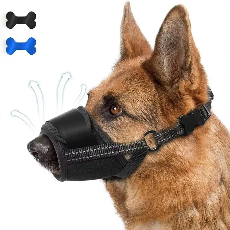 Adjustabl Cotton Dog Muzzle Soft Anti-bite Choking Protection Qme black L