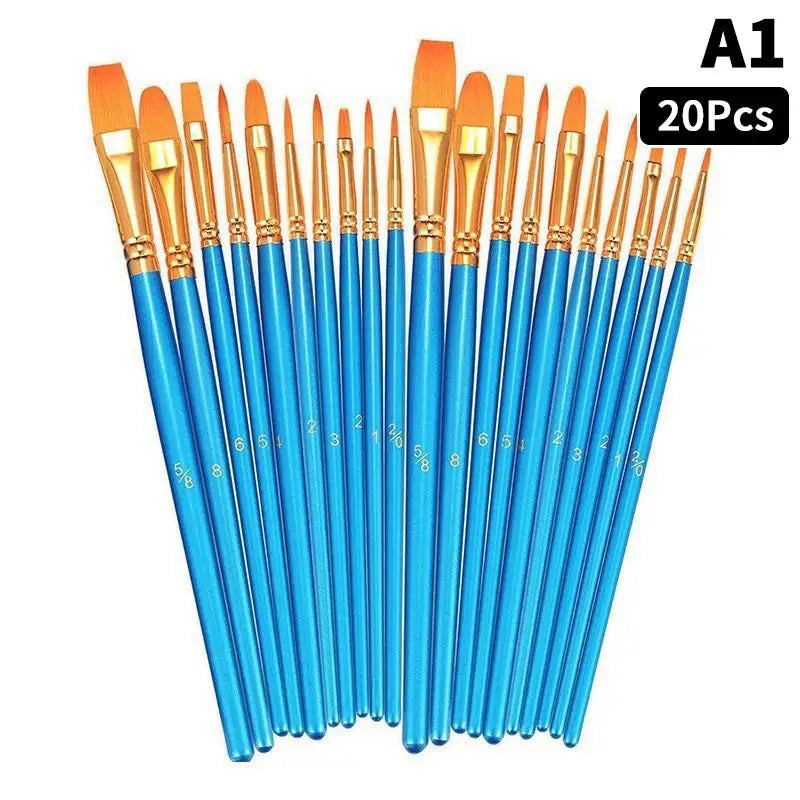 Detail Painting Brushes Professional Round Flat Nylon Hair Watercolor Qme A1