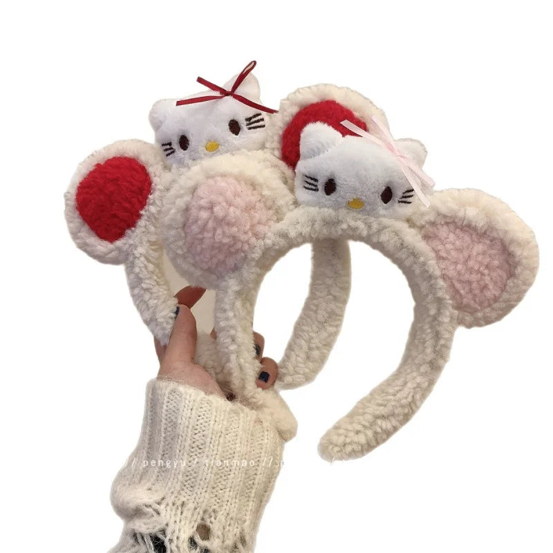Hello Kitty Sweet Cartoon Headband Cute Bow Versatile Hair Accessory Qme