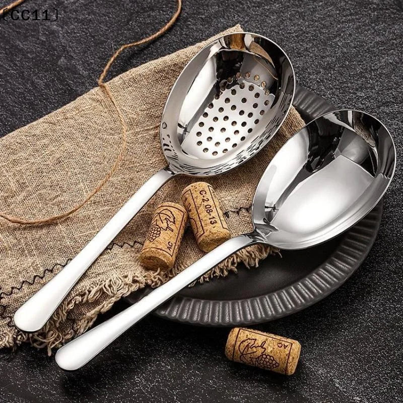 Stainless Steel Serving Spoon Restaurant Public Use Filtering Soup Qme