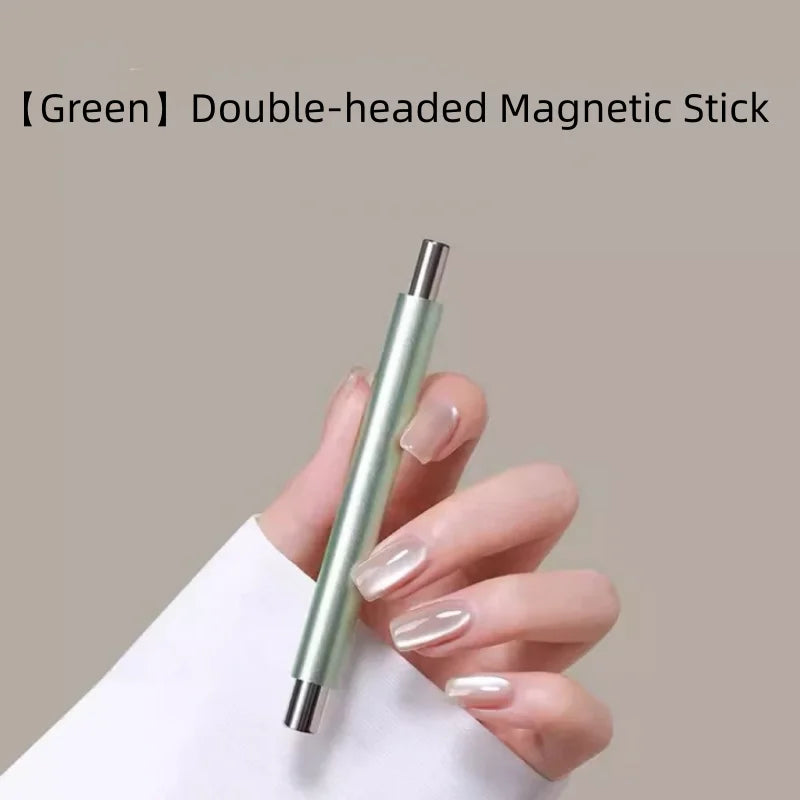 Glass Beads Special For Cat's Eye Pink Nail Magnetic Stick Newly Upgraded Nail Polish Glue Magnet Rod Double Head Magnetic Tool Qme 1pcs green