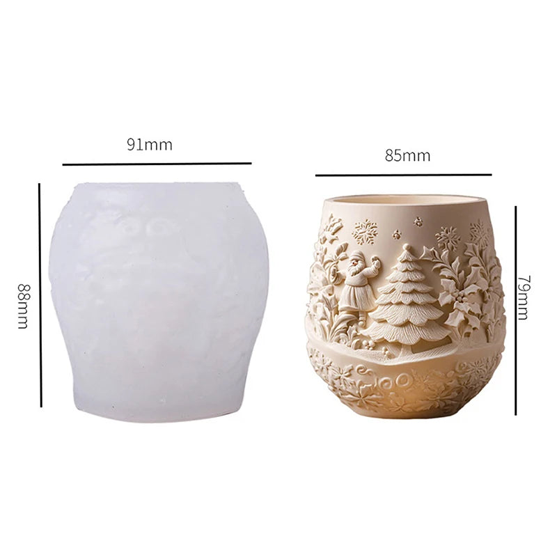 Christmas Silicone Mold, Suitable For Making Flower Pots, Candles, Storage Boxes - Non-sticky Soft Reusable DIY Mold Qme A