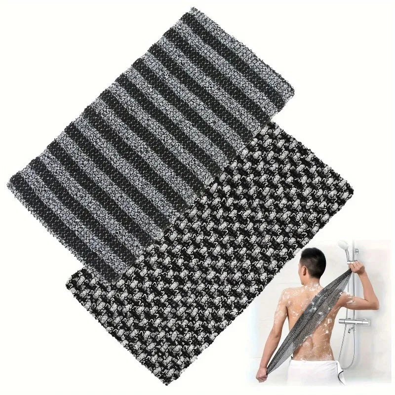 Exfoliating Bath Scrub Towel Ergonomic Handle Back Arms Legs Gentle Qme