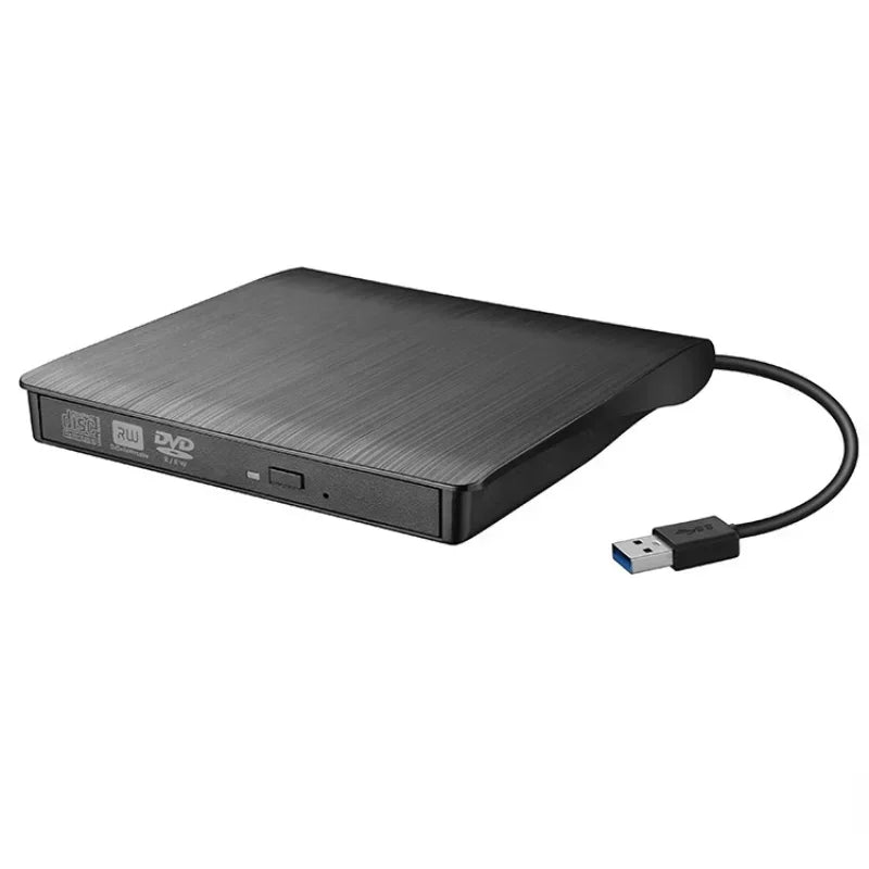 Brushed USB 3.0 DVD-ROM Optical Drive External Ultra-thin CD ROM Reader Desktop PC Notebook Tablet PC DVD Player Qme black