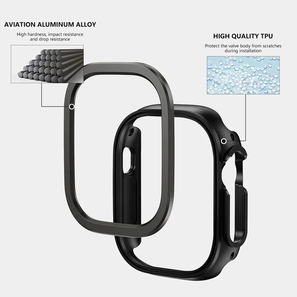 Aluminum Alloy metal +TPU Case For Apple Watch Ultra 49 45 41mm Bumper Frame Housing Protector for iWatch Series SE 9 8 Ultra 7 Qme