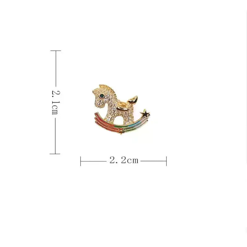 Luxury Rhinestone Horse Brooches For Women Men Anti-glare Animal Lapel Pin Fashion Clothing Jewelry Accessories Gift Qme