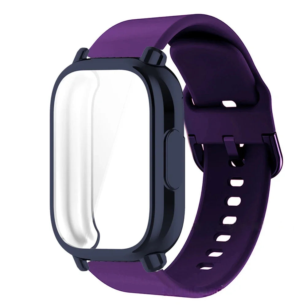 Protector Case+Silicone Strap For Xiaomi Redmi Watch 5 active/5 Lite Full Cover Screen TPU Soft Shell and Breathable Sport Band Qme