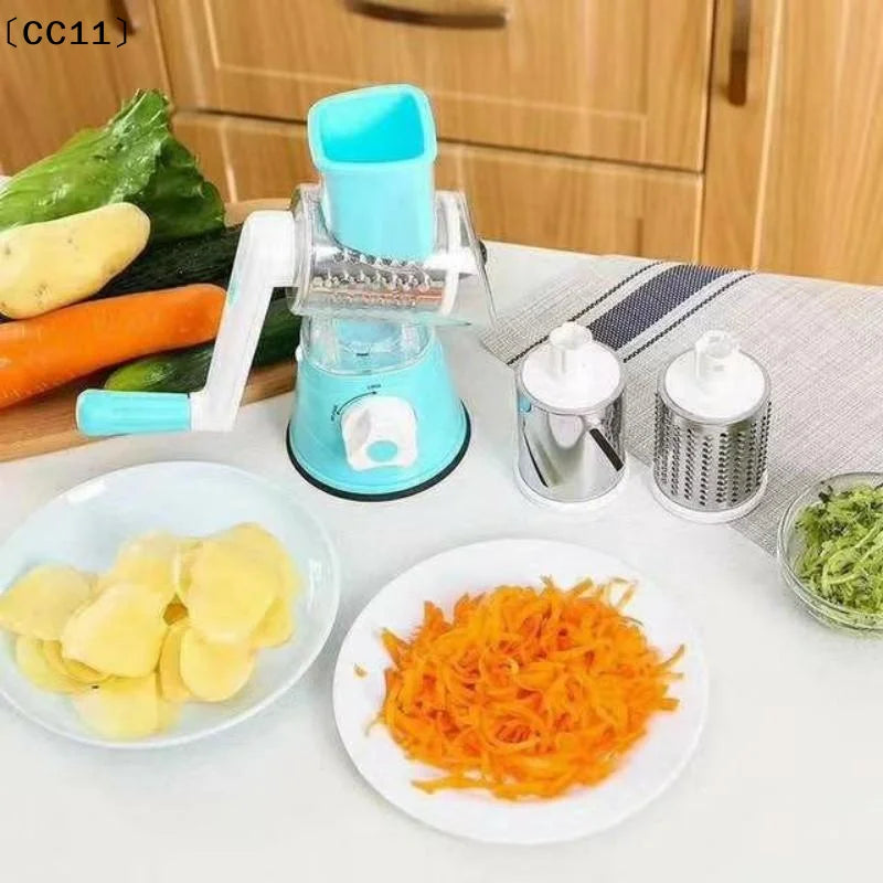 Manual Rotary Vegetable Slicer Grater Multiple Blades Easy Clean Home Qme