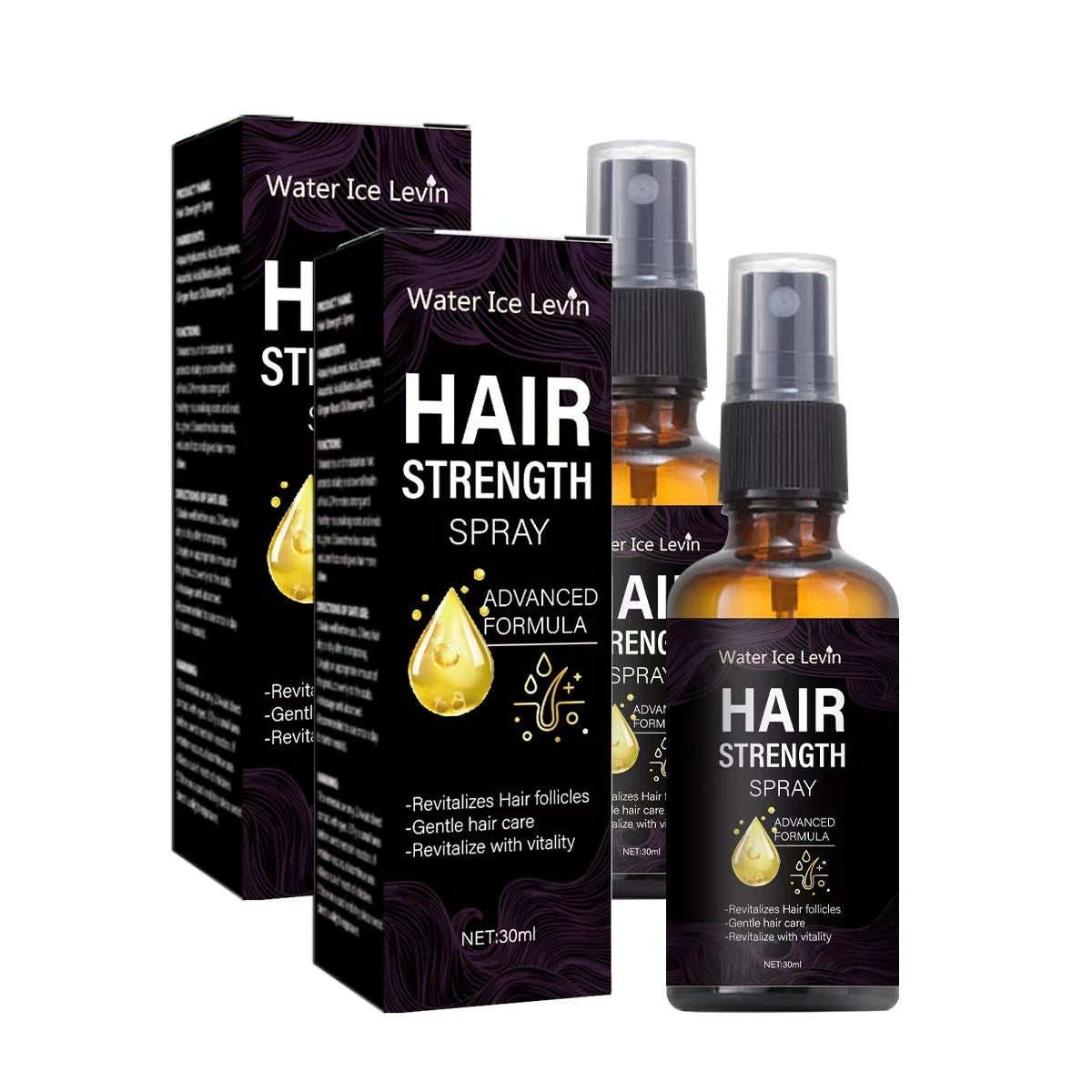 Hair Strength Spray with Biotin & Ginger Oil - Revitalizes Follicles, Strengthens Roots & Reduces Frizz for Healthy Shine. Qme Dark Grey 30ml