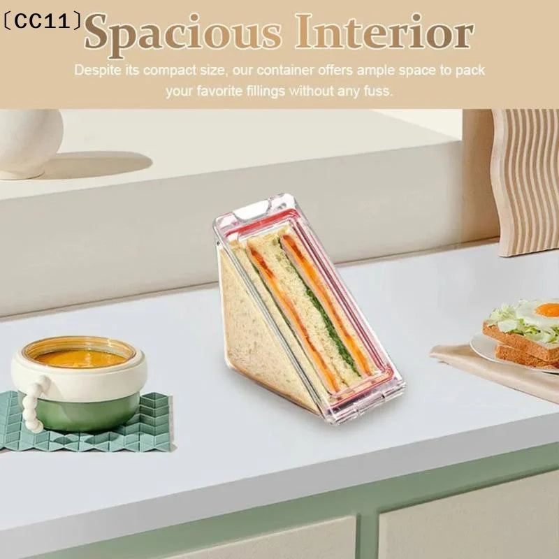 Clear Triangle Sandwich Holder Leakproof Lid BPA Material Office Qme