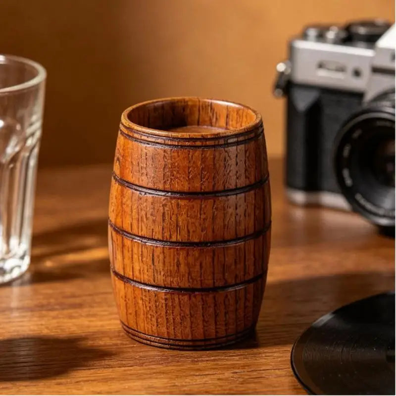 1Pcs Keg Shape Beer Tea Coffee Milk Water Cup Wooden Kitchen Bar Pub Drinkware For Home Party Camping Qme
