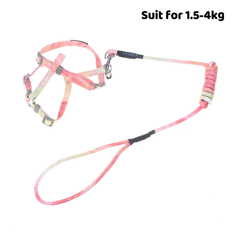 Kitten Harness Pet Traction Supplies Collar Small Cat Outdoor Leash Qme Orange powder S