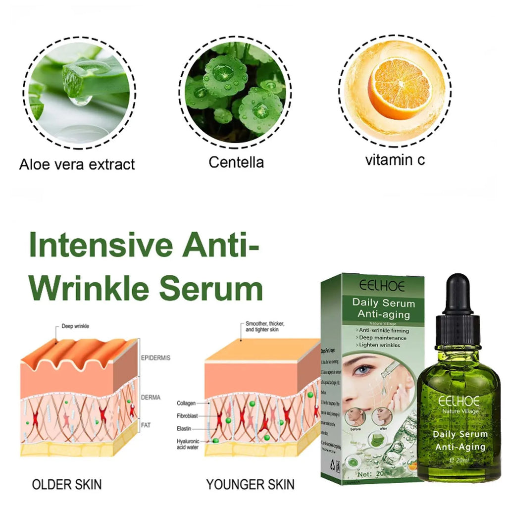 Daily Serum Lifting Firming Skin Fade Fine Line Wrinkles Essence Shrinking Pores Brightening Moisturizing Nourishing Skin Care Qme