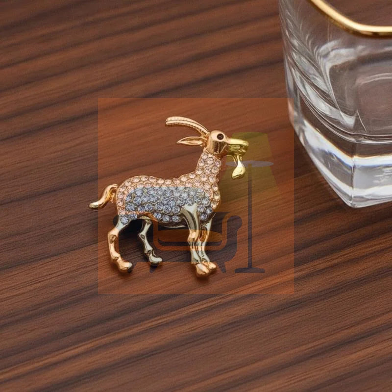 Lovely Goat Brooches For Women Unisex Rhinestone Beautiful Year Of The Sheep Animal Brooch Pin New Year Gifts Qme