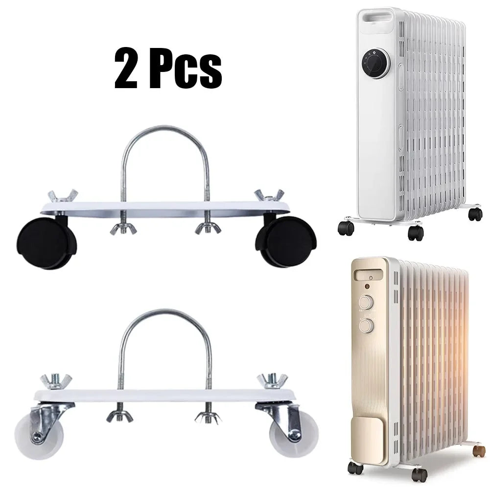 2pcs Oil Ting Pulley Brackets Hydroelectric Radiator Electric Heater Mobile Brackets 360°Degree Directional Wheels Stands Qme