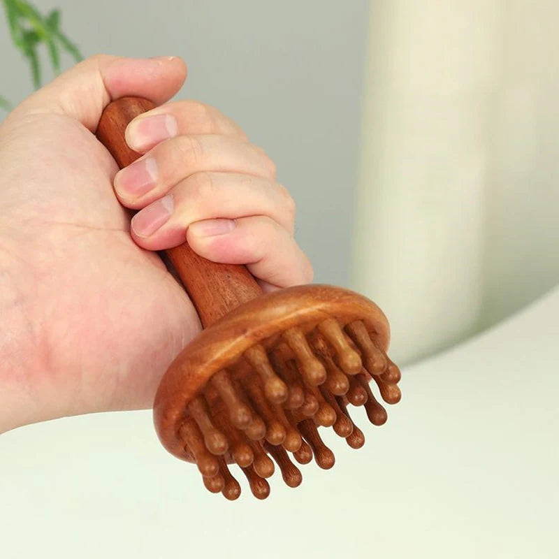 Portable Wooden Massage Tools Sandalwood Gua Sha Brush Head Neck Qme