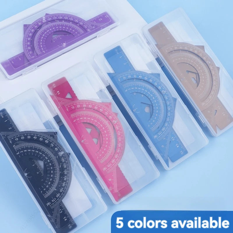 4 In 1 Aluminum Alloy Ruler Stationery Set Aluminum Alloy Multifunctional Combination Ruler for Drawing Ruler Set Qme