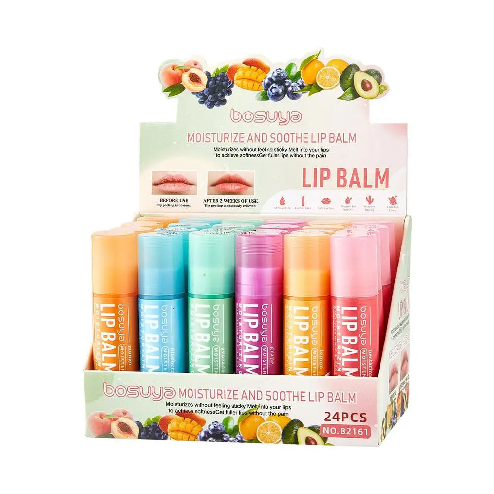 Fruit Series Lip Balm Honey Grape Avocado Moisturizing Bulk Mini Dry Qme 24pcs kit