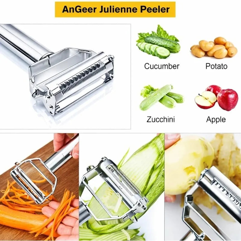 Stainless Steel Kitchen Peeler Fruits Vegetables Potatoes Carrots Cucumbers Grater Multifunctional Household Peeler Shredder Qme