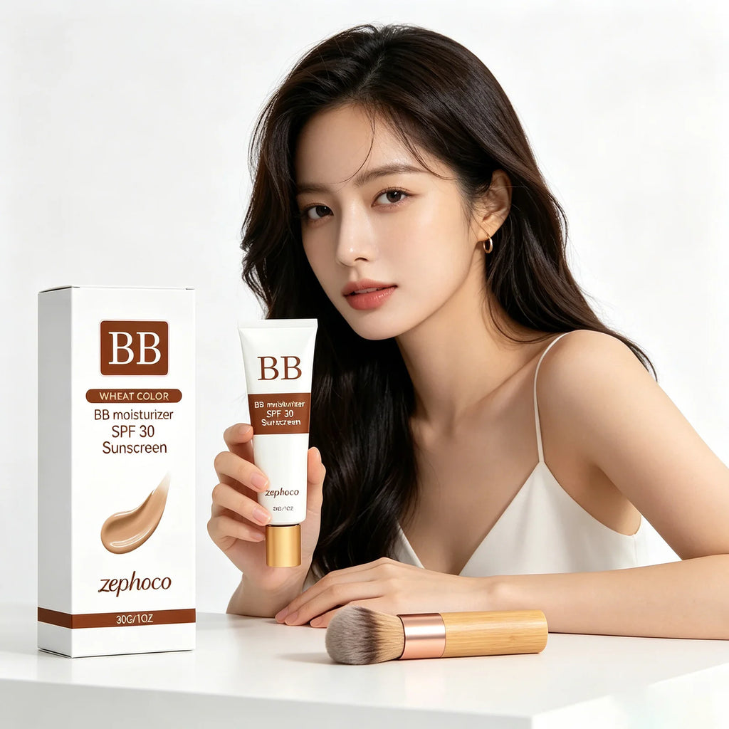 zephoco BB Cream Sunscreen SPF30 Anti Sun Moisturizing Blemish Cover Lasting Even Skin Tone Three-Dimensional Makeup Foundation Qme