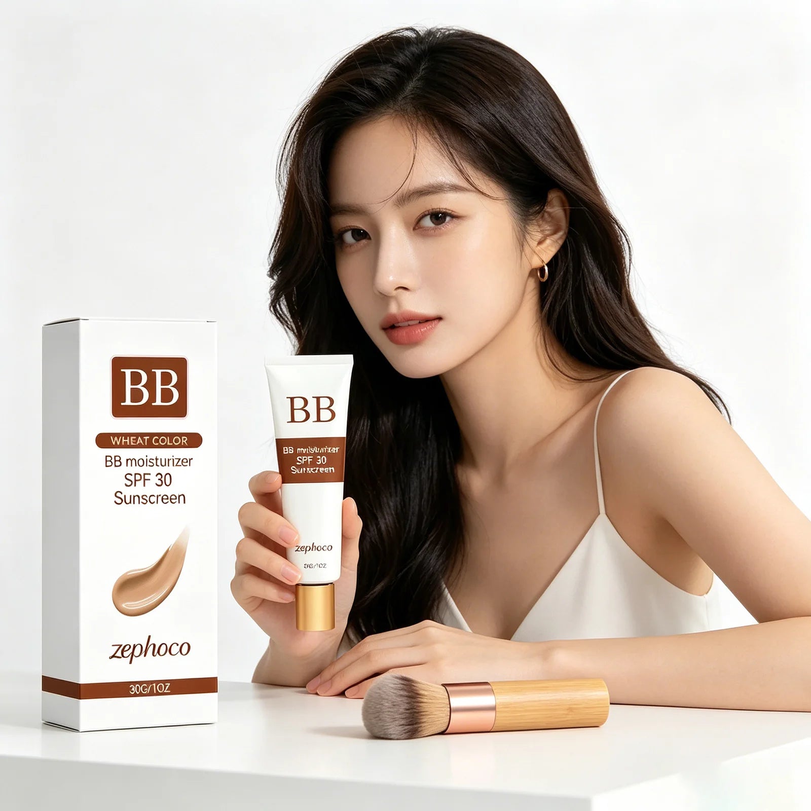 zephoco BB Cream Sunscreen SPF30 Anti Sun Moisturizing Blemish Cover Lasting Even Skin Tone Three-Dimensional Makeup Foundation Qme