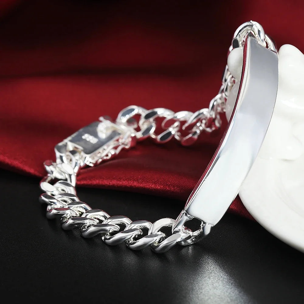 Wholesale 925 Sterling Silver Classic 10MM Figaro Chain Domineering Men's Necklace Bracelet Fashion Jewelry Set Couple Gifts Qme