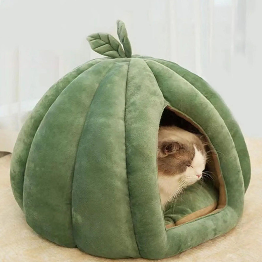 Cat Beds For Indoor Cats Pumpkin Cat House Enclosed Cat Bed Cat Cave Thickened Halloween Pet Bed Cat Hideaway For Kittens Small Qme