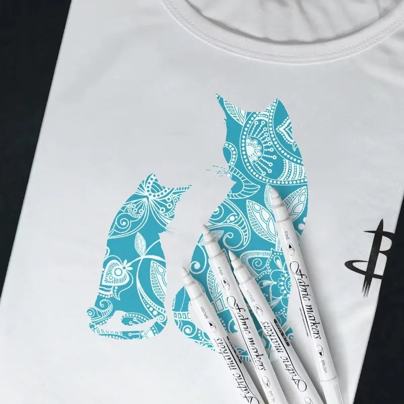 1-6pcs Waterproof Double Tip White Paint Marker Pens,for Fabric Shoe Clothes DIY Art Graffiti Hand-Painted Stationery Supplies Qme