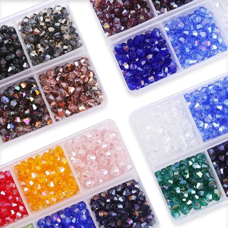 600pcs/lot 4mm Plated Color 5238 Bicone Beads Loose Spacer Beads Austria Jewelry Beads for Sewing Diy Supplies Jewelry Making Qme