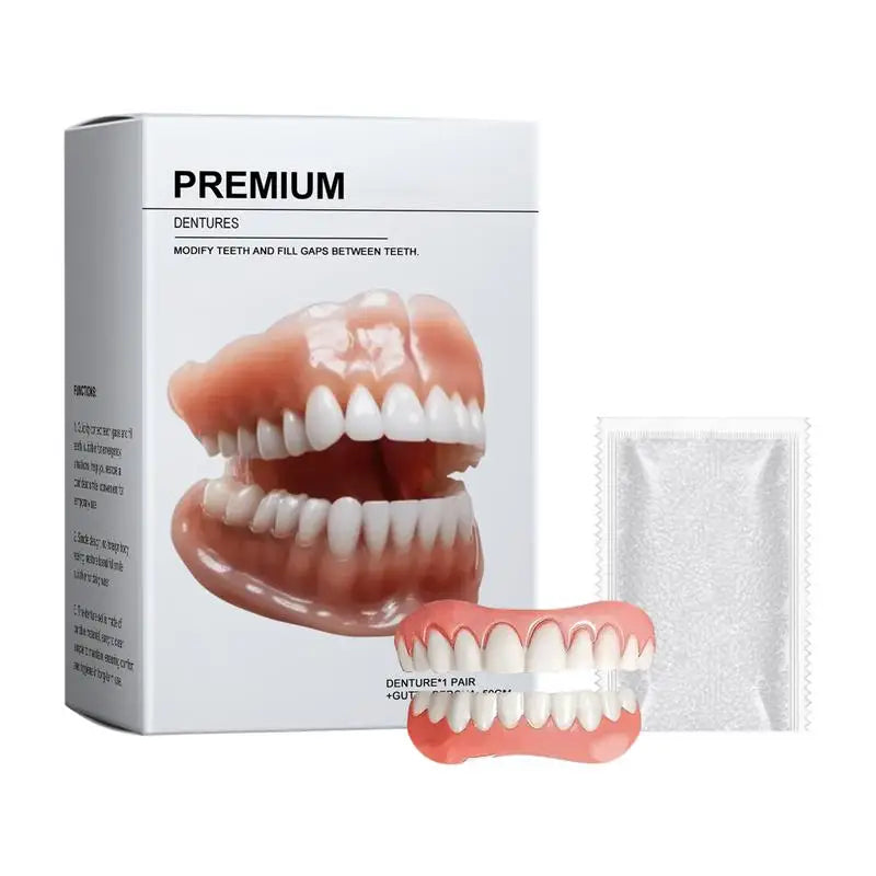 Denture Silicone Liners Soft Teeth Upper Lower Dentures Fake Tooth Qme kit CN