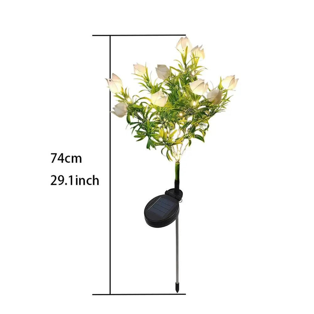 Solar Flowers Realistic Gardenia Decorative Garden Lights Powered Qme white warm light China Mainland