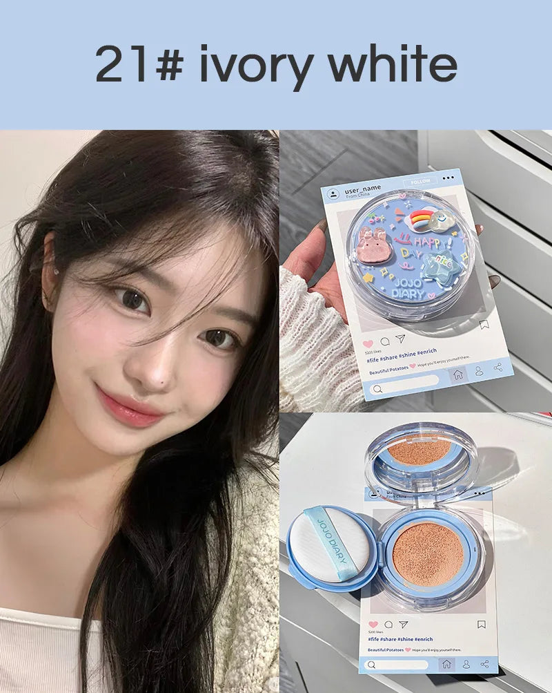 JOJO Diary Korean Hydrating Air Cushion BB Cream Concealer Moisturizing Lasting Moisturizing No Stuck Waterproof and Sweat-proof Qme JJ077-21