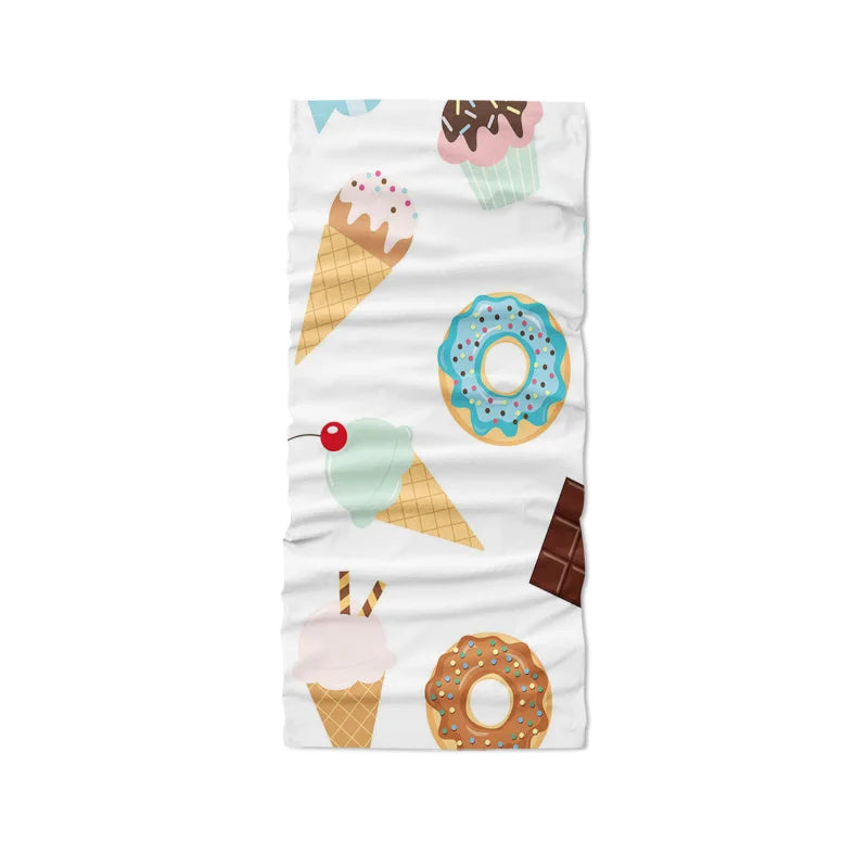 Food Donut Headscarf Fun Printing Women's Hijab Scarf Summer Neck Qme style3 One Size >8Y