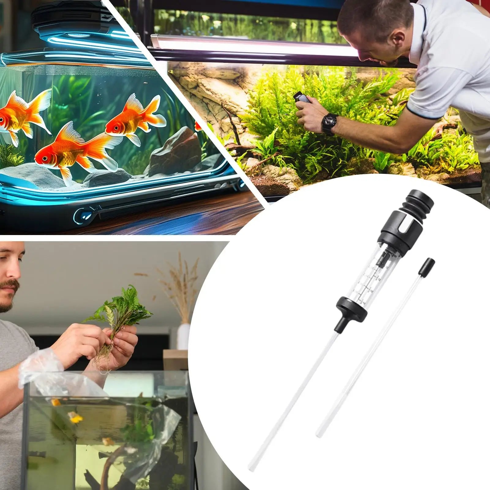 Fish Tank Cleaner Vacuum Water Vacuum for Fish Tank Pump Tools Cleaning Feeder Manual Filter Suction Waste Remover for Pond Reef Qme