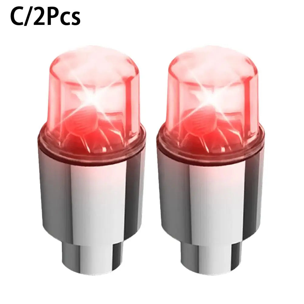 Wheel Lights LED Bicycle Valve Light Universal Car Neon Lamp Cover Qme Red light